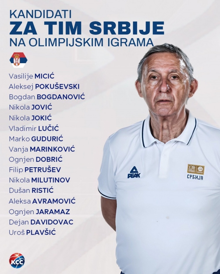 塞尔维亚男篮备战巴黎奥运会名单：约基奇领衔 博格丹&约维奇在列