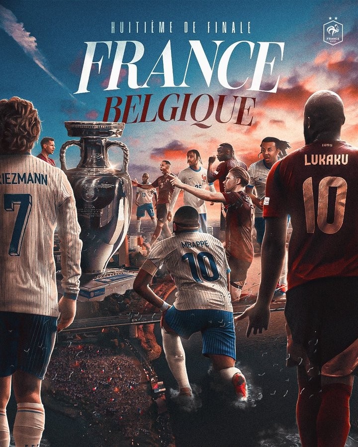 诸神之战！法国晒战比利时海报：姆巴佩、德布劳内等人出镜